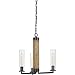 60W X 3 Silverton Metal/Wood 3 Light Chandelier with Glass Shades. (Edison Bulbs Included)