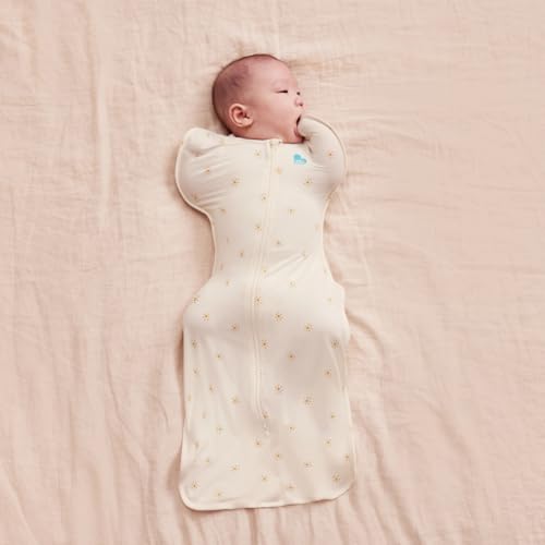 Image of Love To Dream Swaddle UP, Baby Sleep Sack, Twin Zipper For Easy Diaper Changes, Arms UP Position, Hip-Healthy, Lightweight & Breathable, Moderates Temperatures 24-27C, Small 1-3 Months, Golden