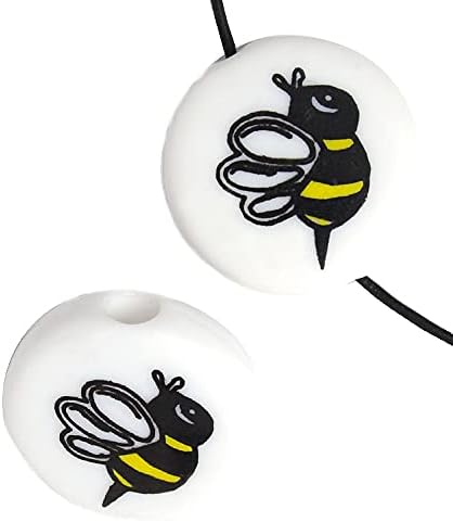 10 Pieces 19mm Yellow and Black Bumble Bee Flat Disk Pendant Bead for DIY Jewelry Making and crafts