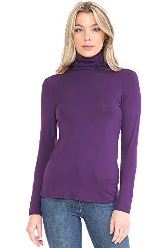 Image of Women's Lightweight Long Sleeve Turtleneck Top Pullover Sweater (S-3XL)