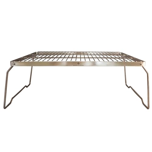 Stabilotherm Grillrost BBQ Grid Large - Faltbar, Tragbar, Holzkohle, Schwarz, Outdoor, Freistehend, Gußeisen, 1 Rack, 1 Power Level, Ideal für Camping, Reisen, Zelten, Wandern, Picknick oder Angeln