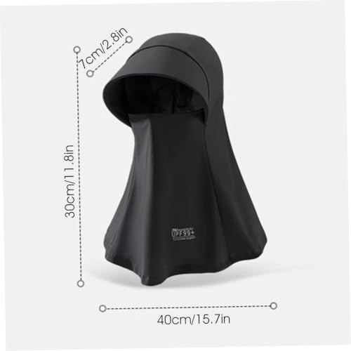 Summer Balaclava - Cooling Breathable Sun Protection Hat, Full Face & Neck UV Face Shield with Ponytail Friendly, Black