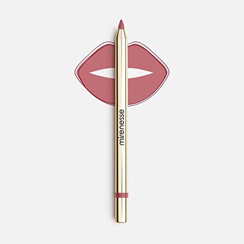 Mirenesse All Day Velvet Matte Kissproof Liner, Long Lasting Kiss Proof Satin Matte Gel Lipliner Lip Pencil with Vitamin C + Vitamin E, Vegan and Toxin Free, 3 Of Rose .01 oz