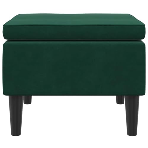 Tabouret en velours vert foncé 52cm avec pieds bois - 3