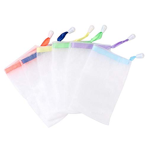 ODDIER Handmade Soap Easy Bubble Mesh Bags, Exfoliating Mesh Soap Saver Bag - Double Layer Bubble Foam Net for Body Facial Cleaning 20pcs (Random Colors)