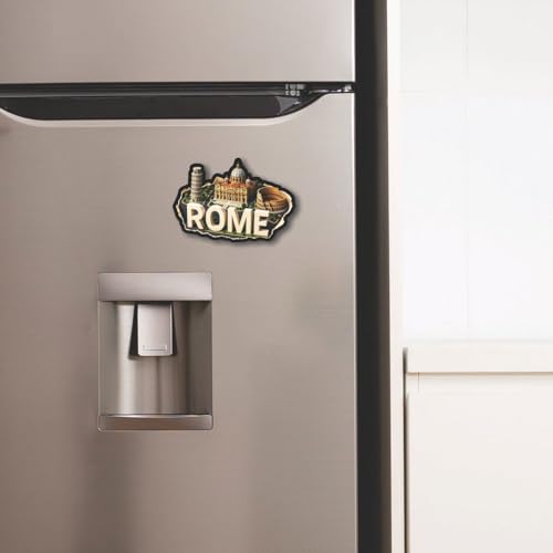 Image of CVANU Rome Country Landmark Theme 2pcs MDF Fridge Magnet - Wooden Travel Souvenir Refrigerator Decorative Collectible Magnet
