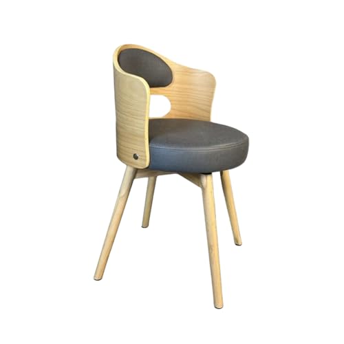 Juego de sillas de comedor tapizadas modernas de mediados de siglo con función giratoria y cojín de piel sintética, patas de madera maciza, fácil de mantener, color gris, 1 pieza
