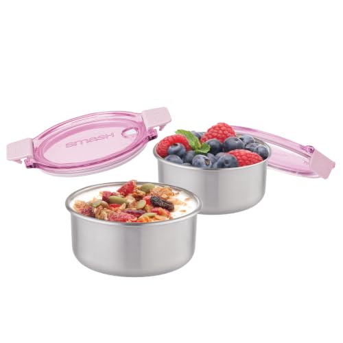 Smash Stainless Steel Snack Pot, Pack of 2, PINK, 2 x 200ml (7 fl oz)