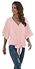 VIISHOW Women Bell Sleeve Shirt Tie Knot Casual Ch... #2