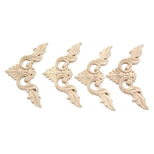 NIUQIUP 4 mcx applique bois chêne sculptée 3.15x3.15 po garniture décorative