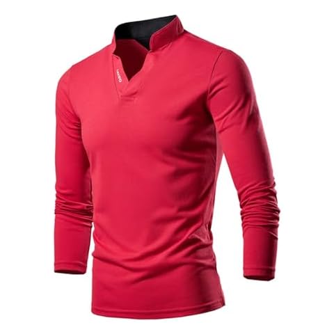 Men Oversized T Shirts Clearance Stand Collar Solid Color Long Sleeved V Neck Tops Casual Sports Slim Shirt Outdoor Gym Workout Training Clothing Durable Breathable Sweatshirts M-7XL Today's Deals Cover