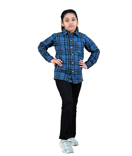 Image of Kids Cotton Shirt - Regular Fit Shirt for Girls & Boys, Unisex Full Sleeves Shirts, Collared Neck,Button Down Shirt, Checks Shirts for Casual Wear