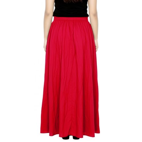 Image of Sttoffa Women Solid Color Maxi Plain Cotton Full Length White Skirt 40 inch Long Cotton Long Skirt