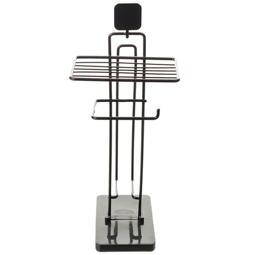 Suporte Papeleira de Chão com Suporte para Celular e Reserva de Papel Metaltru, Cor Preto