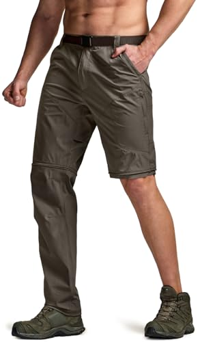 Image of CQR Men's Convertible Cargo Tactical Pants, Water Resistant Outdoor Hiking Pants, Zip Off Lightweight Stretch Work Pants