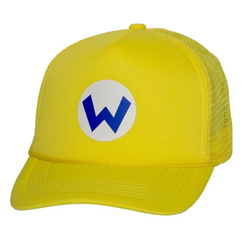 Adult Mario Hat Trucker Cosplay Costume Plummer Bros Cap Yellow W