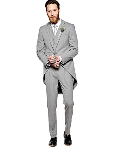 Costume trois pièces pour homme avec veste queue-de-pie un bouton et revers cranté