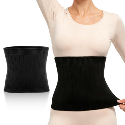 wlertcop Herren Damen Kaschmir Nierenwärmer Winter Thermische Rückenwärmer Taille Wärmer Elastischer Wärmegürtel Elastisch Taille Unterstützung Wärmer Taillen Beschützer Schwarz M