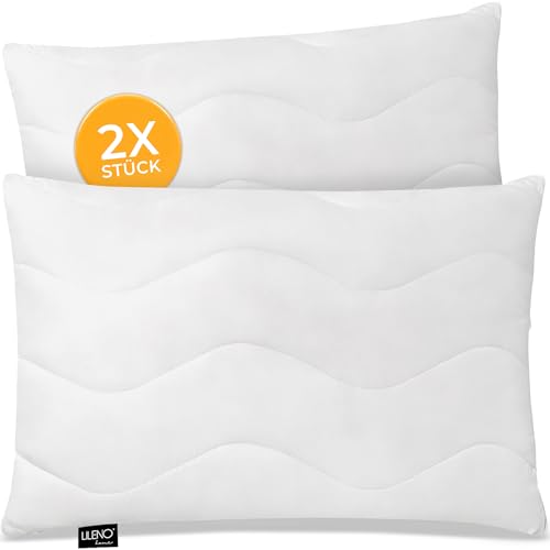 LILENO HOME Kissen 50x75 (2er Set) – 95 °C waschbar, Oeko-Tex & Made in DE – Allergiker Kopfkissen 50x75 anpassbar für himmlischen Schlaf – Haut schmeichelndes & geruchsfreies Pillow
