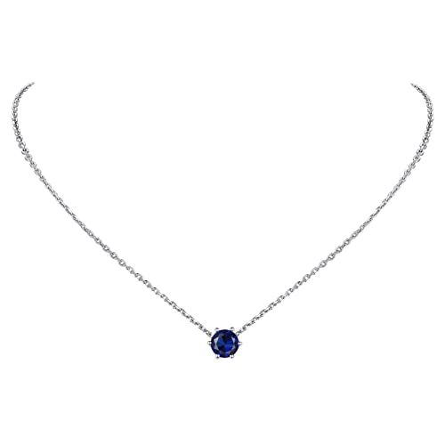 Prosilver September Birthstone Necklace For Women Gifts Silver Dainty Blue Crystal Necklace #TOP18