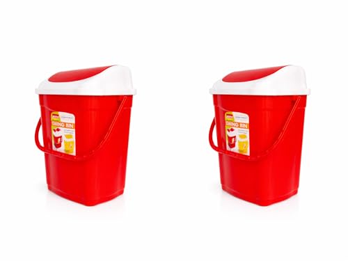 Image of ARISTO Plastic Swing Lid Garbage Dustbin 16 LTR Combo (Red /Red)