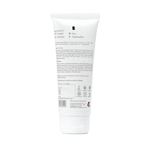 Image of ARISH BIO-NATURAL Tanclear Face Wash with Turmeric, Licorice, Rose & Grapes | Anti-Tan & Skin Brightening Daily Cleanser | 75ml