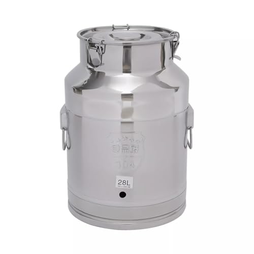 Stainless Steel Milk Can 28L Wine Barrel Milk Bucket Storage Container with Faucet and Handles for Storing Milk, Wine, Food, Oil, Water, Etc