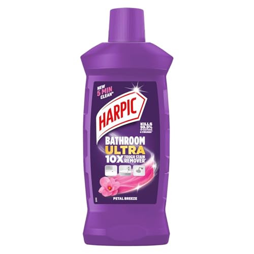 Harpic Bathroom Cleaner Ultra | Petal Breeze | 1L | 10X Tough Stain Remover | New 5 Min Clean | Multi Surface Clean - Floors, Basin, Tiles