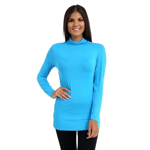 Camiseta de manga larga cuello redondo mujer turquesa talla grande plus size 52 54