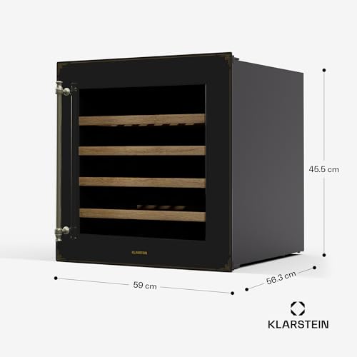 KLARSTEIN Vinsider Victoria 28 - Cantinetta per Vini, 28 Bottiglie, 1 Zona, 5-20 °C, Touch Control, LED, Ripiani in Legno, Silenziosa, da Incasso, Nero - 8