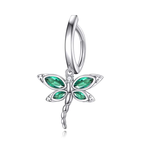 Ucadrit Dragonfly Sterling Silver Belly Button Ring 14G Dangle Navel Barbell Body Piercing Jewelry For Women Girls #TOP3