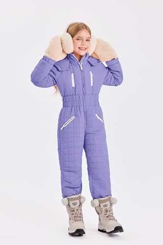 Image of Haloumoning Kid Snowsuit Girls Hooded Waterproof Insulated Ski Suit