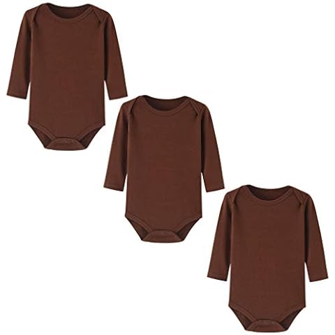 HahaNice Baby Bodysuits Long Sleeve Brown 3 Months Cover