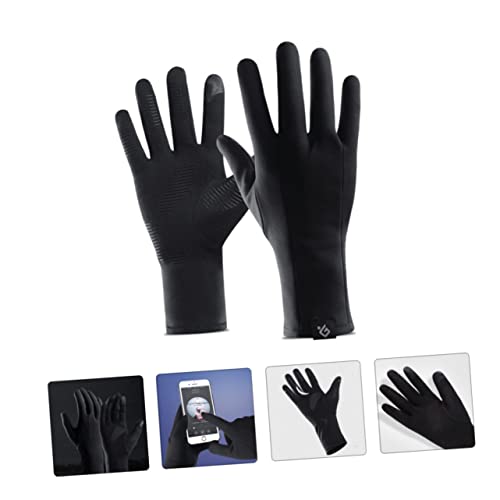 HOLIDYOYO 1Pair Winter Touch Screen Cycling Gloves Full Finger Skid Outdoor Sports Gloves for Men Lined Warmth Durable High Density for Biking Skiing Hiking