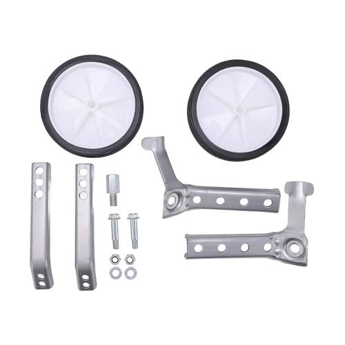 FUZHUI Adjustable Steel Plastic Bicycle Training Wheels Set, Heavy Duty Riding Auxiliary Support for 18 24in Children's Bike, Easy Install with Sturdy Long Lasting Quality (Grey)