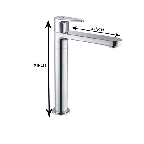 Image of ZAP BREZZA Modern Kitchen Sink Faucet Bathroom Washbasin Stainless Steel Tap Tall Pillar Cock (9 Inch)