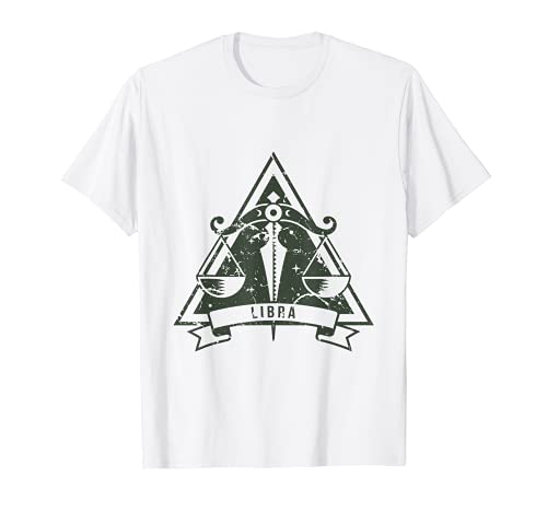 Símbolo de Libra vintage con signo del zodiaco, regalo de cumpleaños Camiseta