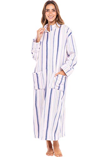Image of Alexander Del Rossa Long Zip Up Robes, Plush Zipper Robes for Plus Size, Housecoats Zipper Front