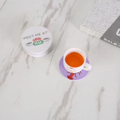 Jeeuear Friends Coasters for Drinks Set of 6, Absorbent Ceramic Stone Funny Coaster for Kinds of Coffee Cups Wooden Table Kitchen Housewarming Decor