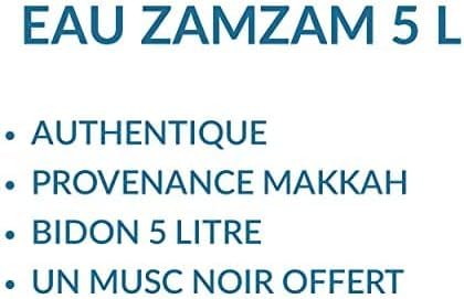 eau zamzam bouteille de 5 LITRES, qualité original, de la mecque, makkah, arabie saoudite, eau bénie, un musc noir roqyah offert, emballage d'origine de mecca, authentique, zamzam water, eau minérale