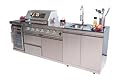 46-Inch 4-Burner 72000 BTU Stainless Steel Outdoor Kitchen Bar Barbecue Island Grill, Wine Cooler Compact Refrigerator, Rotisserie, Granite Countertops, Storage Cabinets and Drawers