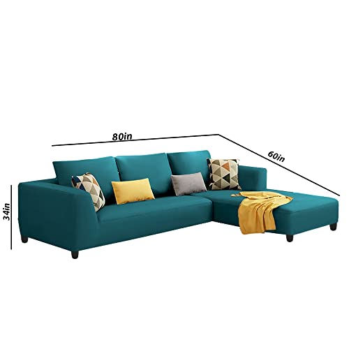 Image of Galib RHS 4 Seater L Shape Sofa Set for Living Room (Pine) Premium Fabric