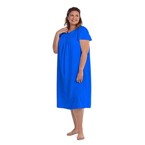 Image of Miss Elaine Nightgown - Women's Long Tricot Nightgown, Short Flutter Sleeves, Comfortable Lightweight Fabric, Sleepwear