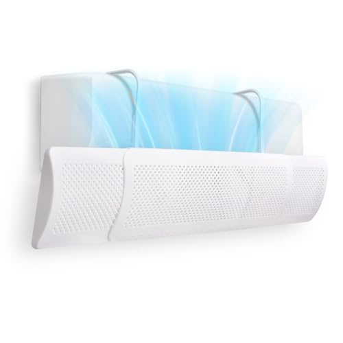 SKY-TOUCH Air Conditioner Deflector : Anti-direct Blowing Windshield Baffles Cover Without Punching Angle Adjustable for Home Office 58-95cm Air Conditioning (White)