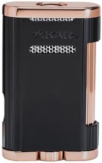 Xikar Allume 2 Double Jet Flame Lighter, Black & Rosegold