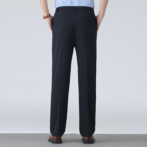 Mens Casual Pants Lightweight Loose Fit Elastic Waist Straight Leg Pant Summer Outdoor Work Travel Vacation Trousers4
