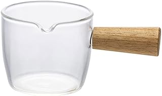 Liudan Kitchen sosjerka mała szklana filiżanka na mleko, do kawy z drewnianym uchwytem, mała filiżanka na mleko, sos, łódź, miska na sosy (rozmiar: B)