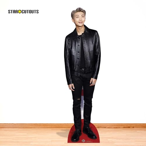 Star Cutouts CS750 RM BTS Kim Nam-joon Black Leather Lifesize Cardboard Cutout with Free Mini – K-Pop Leader Fan Display & Collector Gift