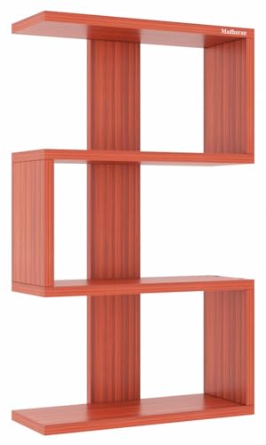 Image of Madhuran S Shape Engineered Wood Wall Mounted Decor Items Display Shelf (Teak)