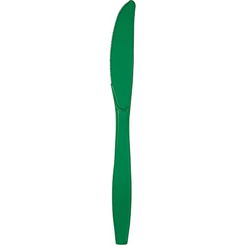Club Pack of 288 Emerald Green Premium Heavy-Duty Plastic Party Knives